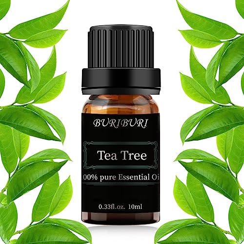 Image of BURIBURI Tea Tree Essential Oil, 100% Pure, Undiluted, Natural Tea Tree Oil Aromatherapy Essential Oils 10ml for Diffuser, Massage
