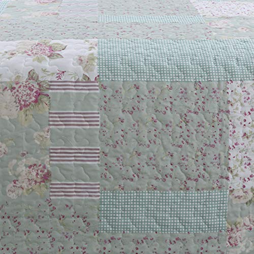English Roses Quilt Set, Cotton Rich, Prewashed, Preshrunk; As Bedspread, Bedcover, Coverlet, Bed Throw Spreads Full Size Bedspreads, Summer Quilts, Lightweight Summer Bedspreads Queen Size Oversized #TOP7