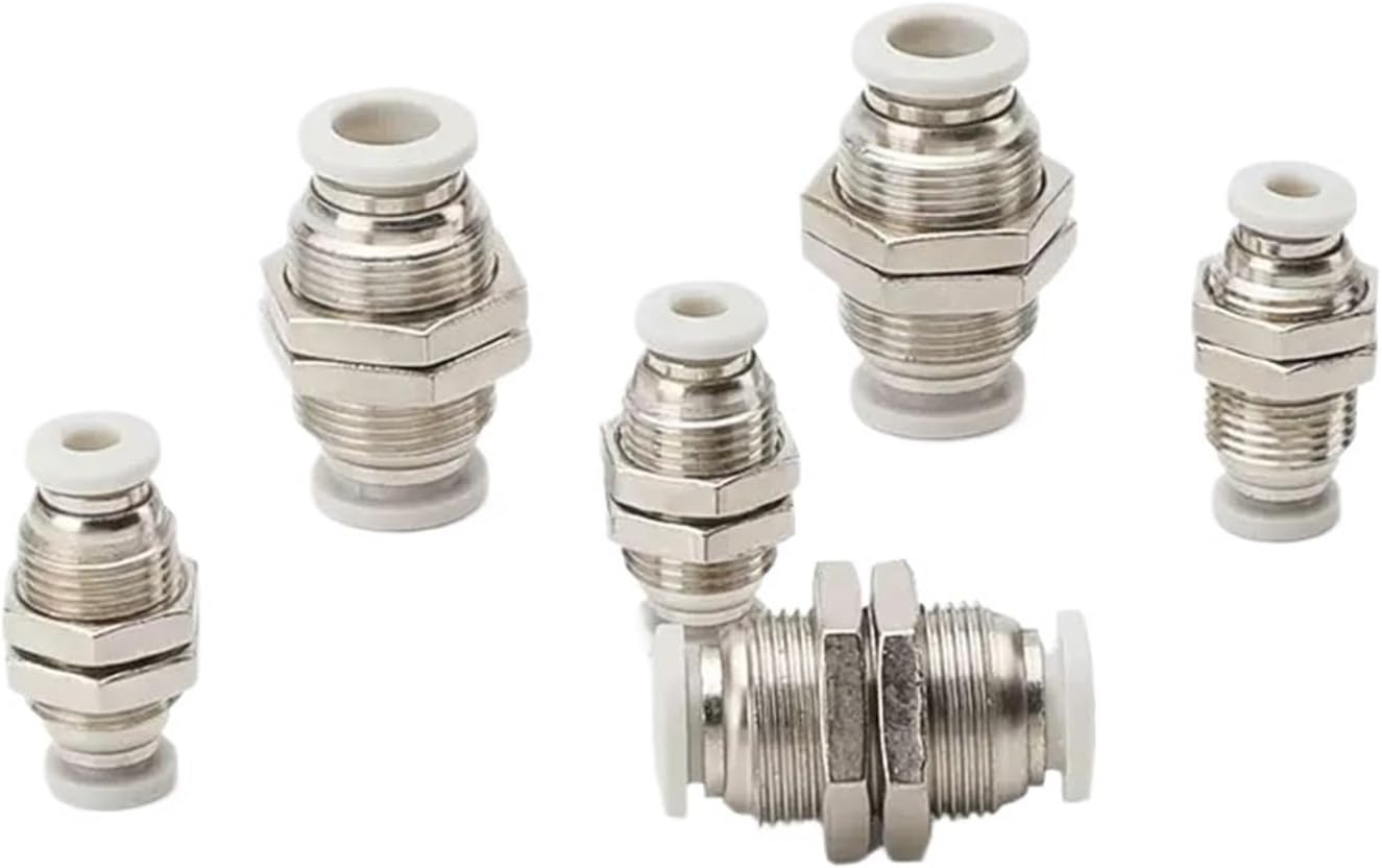 Pneumatic PM Bulkhead Straight Fittings Hose Connector 8/10/12mm Premium Type Plastic Push In Pipe Connection Air Quick Fitting(PM-4)