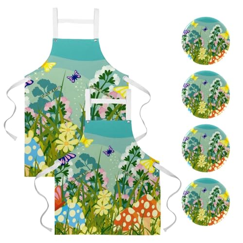 Lot de 2 tabliers de cuisine motif papillon multicolore taille unique
