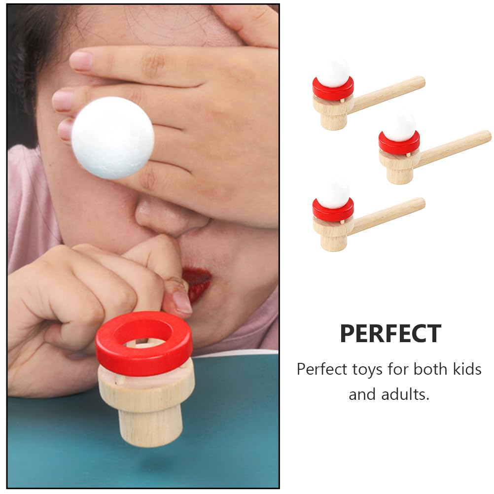 Juego De 3 Sopladores Con Pelotas Flotantes – Juguete De Madera Y Plástico Para Padres E Hijos | Coordinación Y Diversión