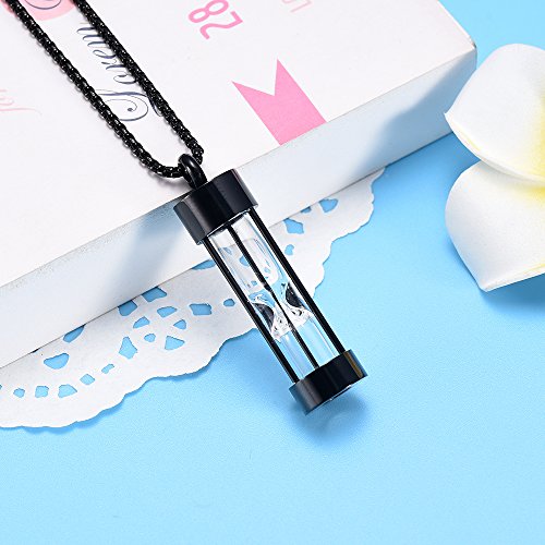 Oinsi Eternity Memory Hourglass Urn Necklace Cremation Jewelry Pendants For Women Men +Gift Box+Fill Kits (Black) #TOP1