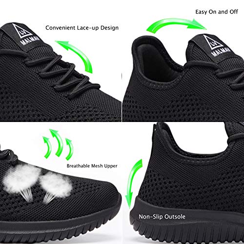 VAMJAM Men's Running Shoes Ultra Lightweight Breathable Walking Shoes Non Slip Athletic Fashion Sneakers Mesh Workout Casual Sports Shoes All Black Size 11 - Image 3