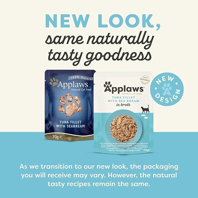 Applaws Natural Premium Wet Cat Food for Adult Cats, Tuna Fillet with Sea Bream Pack of 4 x 70g Pouches 2