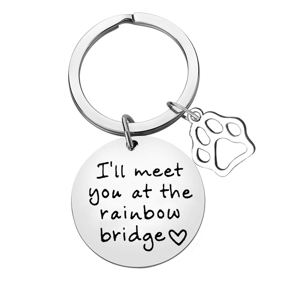 Xiahuyu Pet Memorial Keychain Gift I'll Meet You at The Rainbow Bridge Keychain Pet Loss Gifts Sympathy Gift for Dog Lovers Remembrance Gifts for Pet