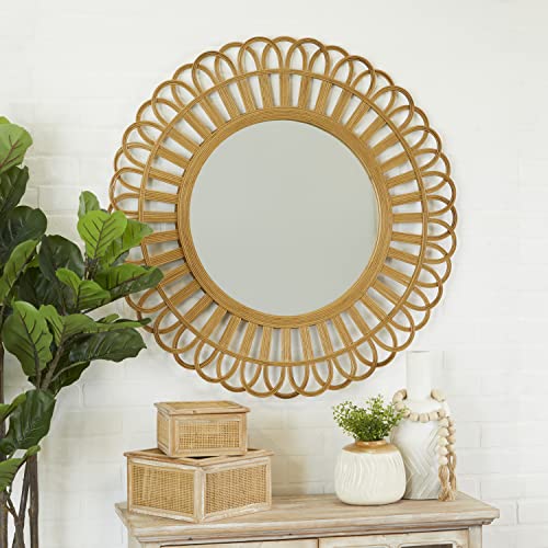Deco 79 Rattan Starburst Wall Mirror, 35" X 1" X 35", Brown #TOP1