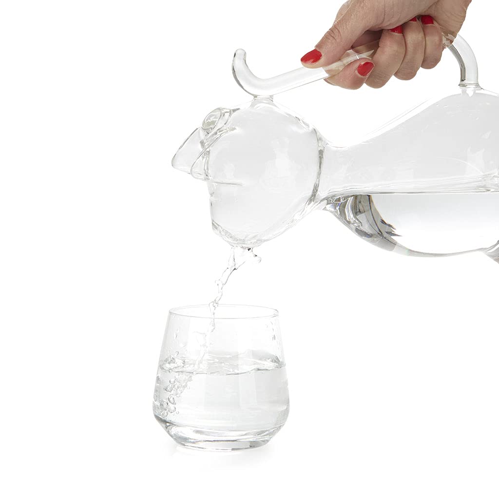 Balvi Jarra para Agua Meow Color Transparente Jarra de Cristal en Forma de Gato Capacidad 1L Borosili