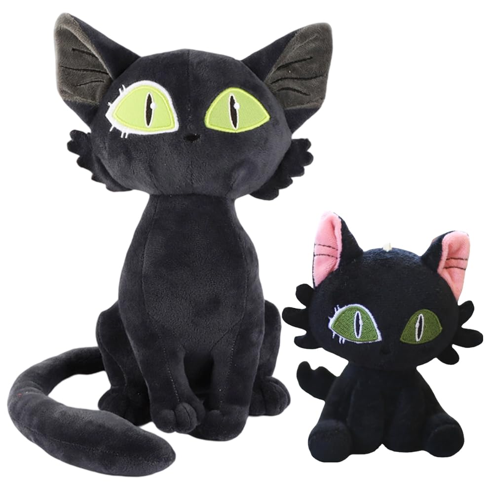 GVMJHYK Gato Negro Juguetes de Peluche, Juguetes de Peluche Animal, Muñeca Gato de Simulación, Lindo Ga-to Peluche Suave Relleno Ju-guetes, PE-luches de Dibujos Animados, 2PCS