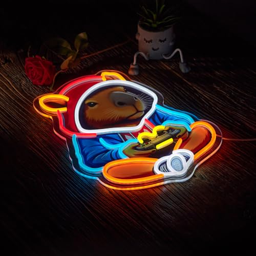 Image of Gaming Capybara Neon Sign Capy Gamer Light for Wall Decor