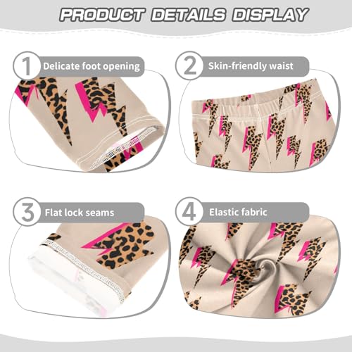 ALAZA Girls' Leggings Children's Yoga Pants Skinny Printed Dance Lightning Leopard Print Comfortable 4T2