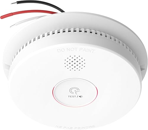 Detectores de humo interconectados con cable, alarma de humo fotoeléctrica con batería de reserva de 9 V, botón de pruebasilencio, alarma de