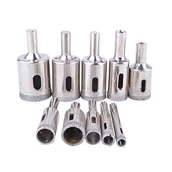Generic 10 Pieces 6-30MM Diamond Coated Glass Core Hole Drill Bits Set for Glass Tile Marble Concrete Ceramic