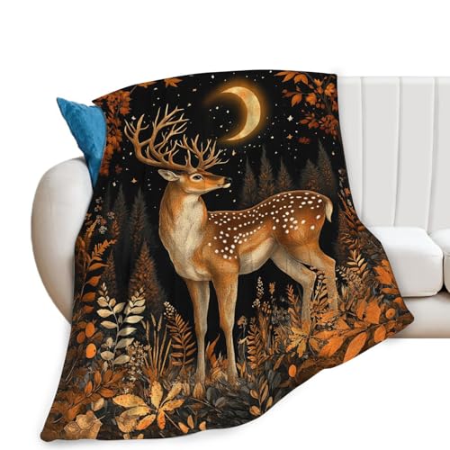 Deer Blanket, Forest Fawn Print Throw Blanket, Elk...