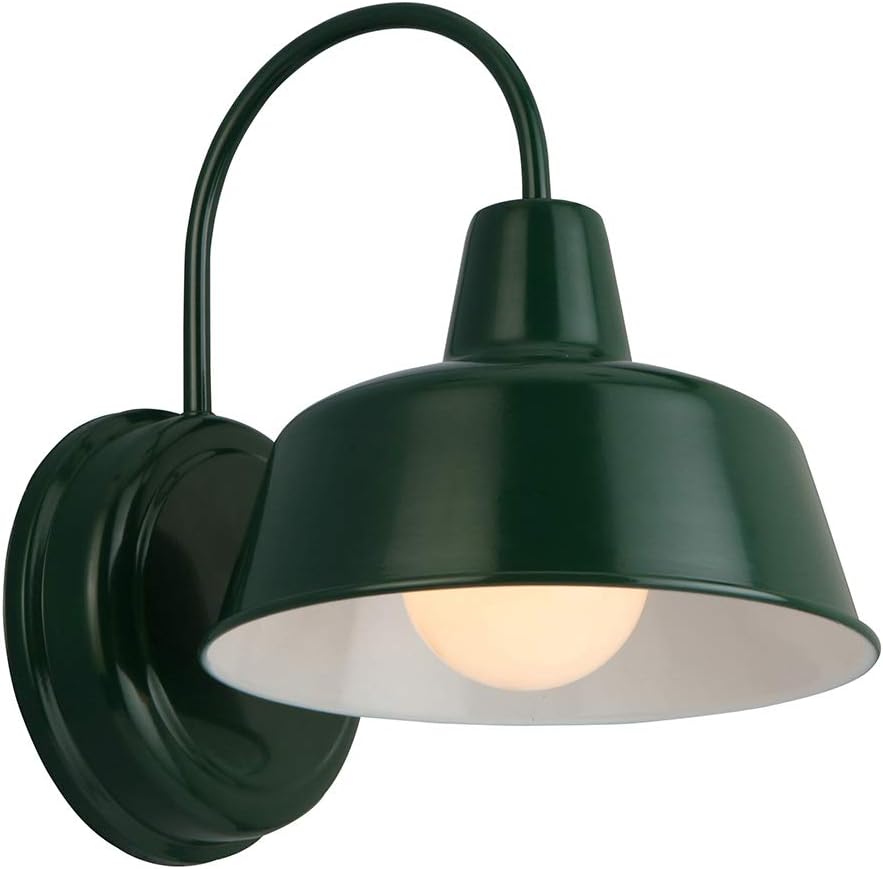 Best Promo Design House 579342 Mason Industrial Modern 1 Indoor/Outdoor Wall Mount Light with Metal Shade for Porch Entryway Barn, 8 in, Forest Green
