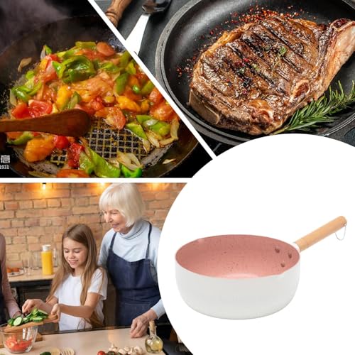 Sartenes antiadherentes con mango de madera para cocina de gas e inducción 5
