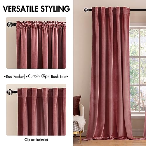 Image of MIULEE Velvet Curtains 52x90 inches 2 Panels Dusty Rose Pink Curtains | Luxury, Bedroom Living Room, Thermal Insulated, Super Soft Window Drapes, Rod Pocket & Back Tab