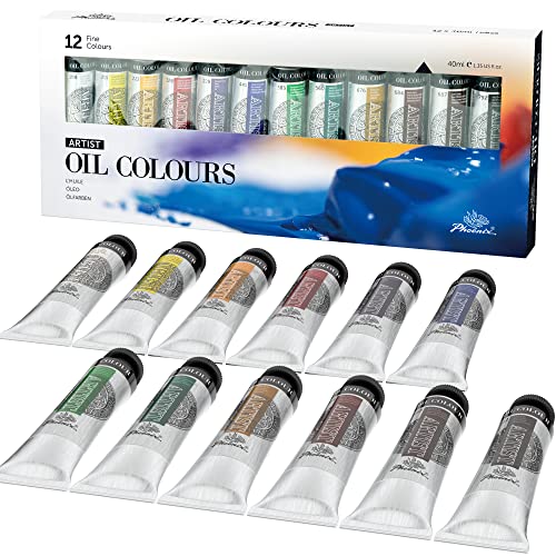 PHOENIX Artist Oil Paint Set - 12 Color /1.35 Oz. Large Tubes - Oil Painting Colors for Professional Artists