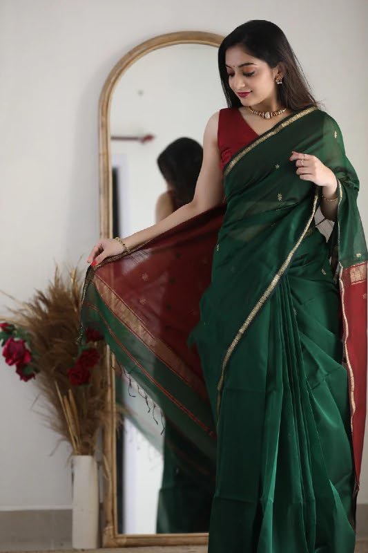 Image of Flosive inchFestive Bloom Blue Banarasi Silk Saree with Elegant Jacquard Floral Motifs inch