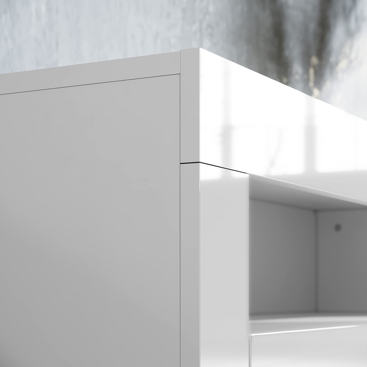 SONNI TV Board mit LED (16 Farben), 2 Türen, Hochglanz Weiß, 120x40x45cm | TV-Schrank für Fernseher bis zu 50 Zoll, Lowboard mit Großer Stauraum, TV-Regal für Wohnzimmer, Esszimmer, Schlafzimmer