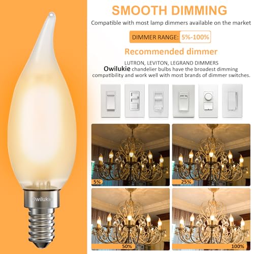 Owilukie C32 Chandelier Frosted Light Bulbs 4W  thumb #3