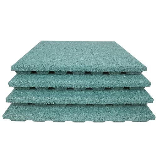 TOPRUBBER 4x Fallschutzplatten 50x50x4 cm Grün Gummiplatten...
