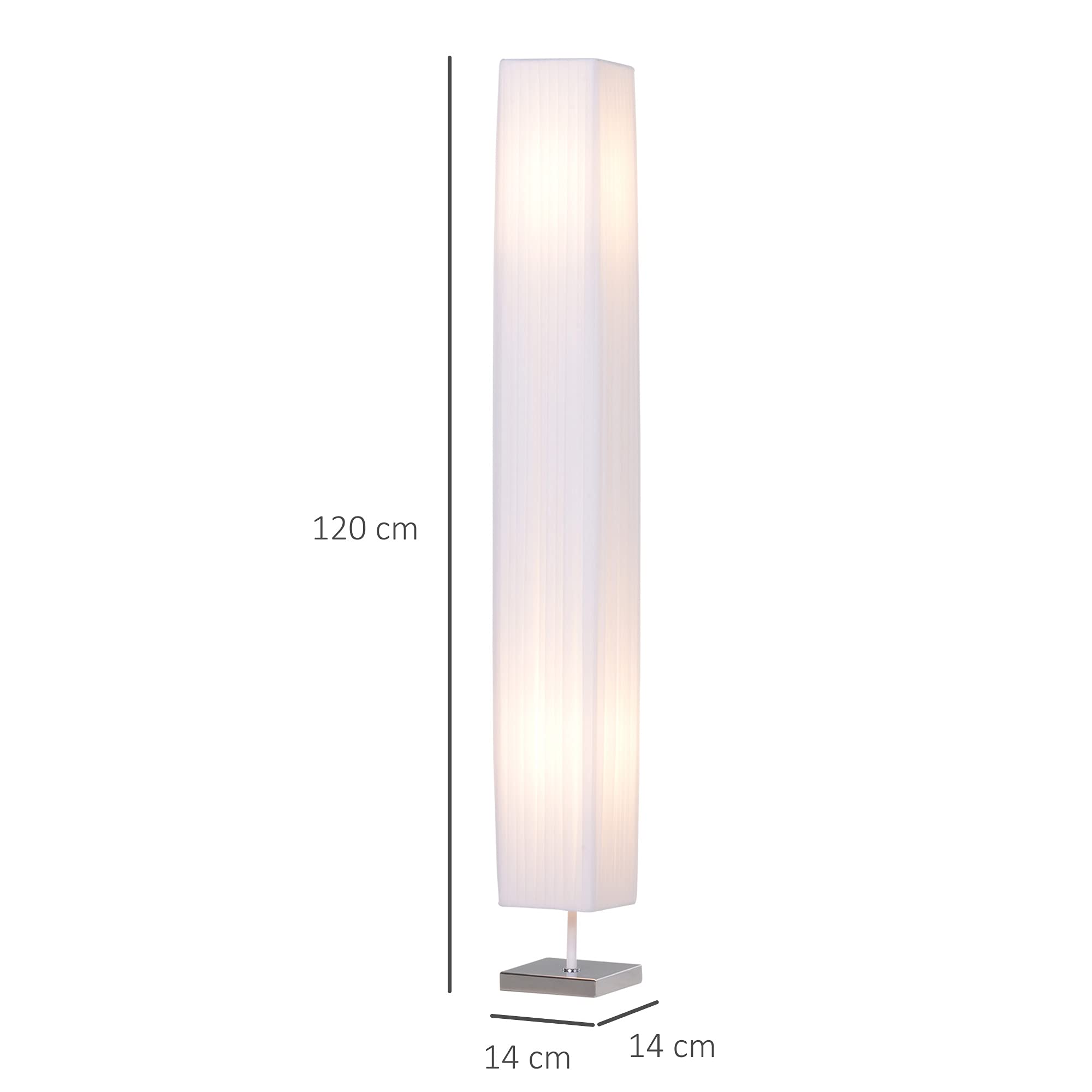 HOMCOM Lampadaire Lampe sur Pied de Salon Style Moderne Lampadaire sur Pied avec Interrupteur pour Chambre 120 cm Acier Blanc