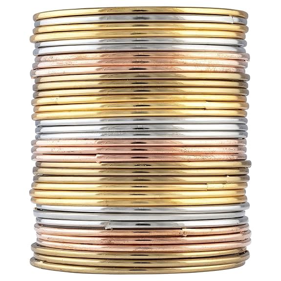 Image of I Jewels Traditional Lightweight Classic Slim Stacked Bangles Set for Women
