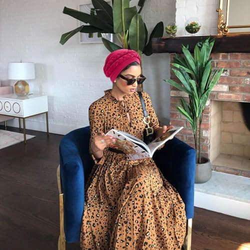 Image of DRESHOW African Women Turban Caps Beanie Twist Headscarf Pre-Tied Double Twisted Braid Hair Cover Wrap Hat Chemo Cancer Cap