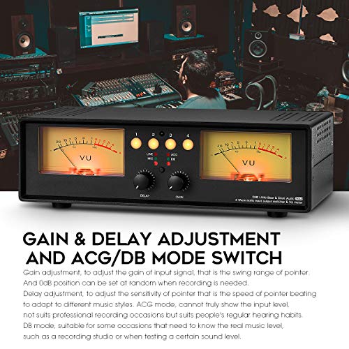 Analógico Dual VU Meter DB Panel Indicador de Nivel de Sonido Divisor de Audio Caja de Conmutador (Luz)