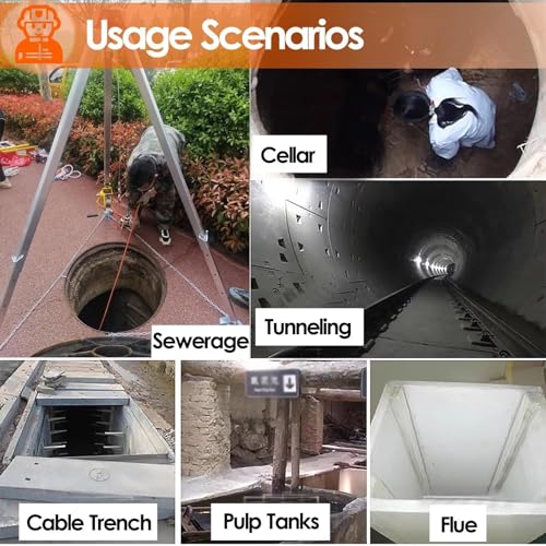 Kit de Protection antichute pour trépied en Aluminium - Système de Sauvetage Robuste pour espaces confinés, capacité de 1 200 à 2 600 LB, treuil Inclus, idéal pour Les Regards et l