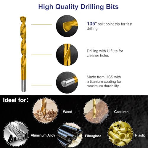 HURRICANE Titanium Coated HSS Drill Bit Set