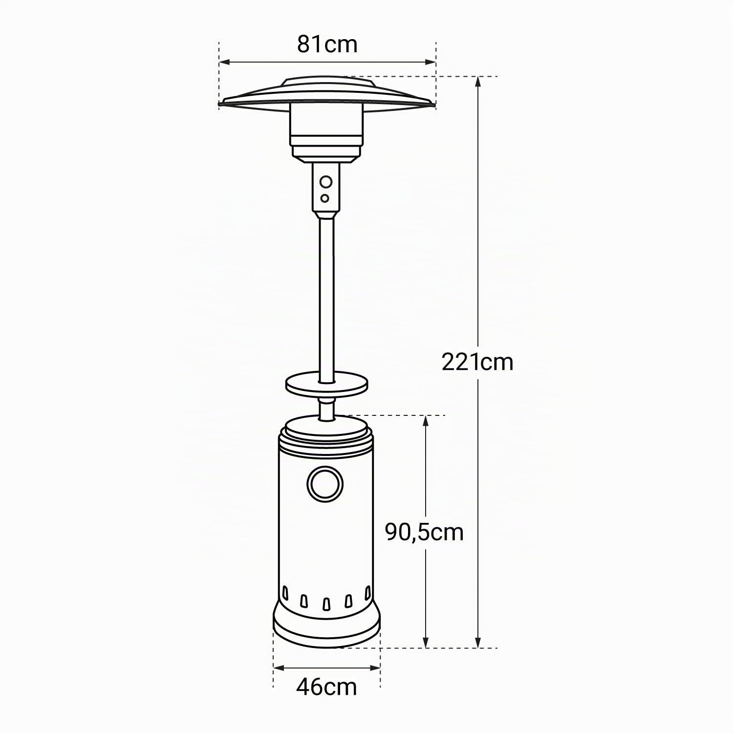 Happy Garden Parasol Chauffant Oslo - Chauffage d'extérieur au gaz INOX + Housse de Protection et Table d'appoint