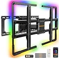 Perlegear AuraFrame™ Pre-Assembled TV Wall Mount with LED Light for 42?–90? TVs up to 150 lbs, Full Motion Wall Mount, Tilt, Swivel & Extension, TV Backlights with Music Sync, Max VESA 600 x 400mm