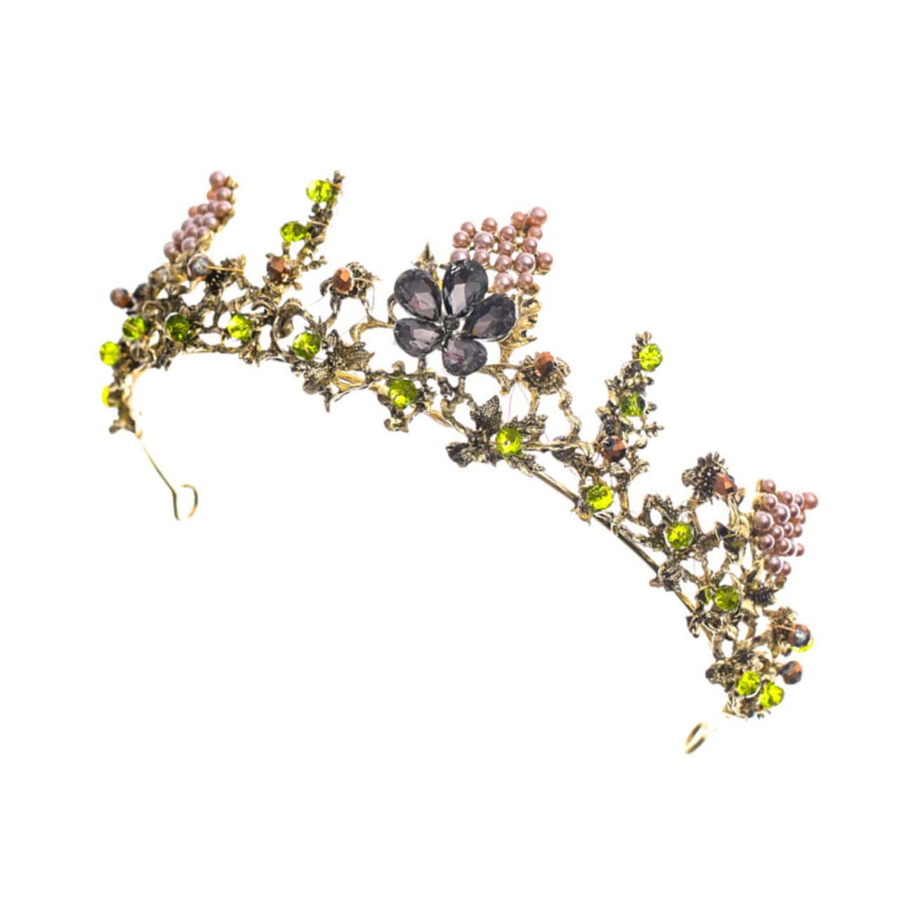 Tiara, ozdoba na głowę, diadem, diadem z diamentów, diadem z kamieni szlachetnych, diadem dla druhny, ślub ze strasami (zielony x 2 sztuki, 16X15X6 cm x 2 sztuki)