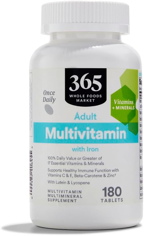 365 by Whole Foods Market, Adult Multivitamin with Iron, 17 Essential Vitamins and Minerals, 180 Tablets