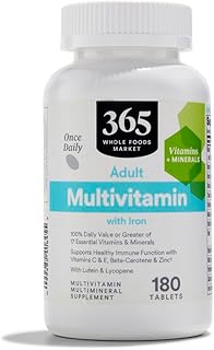 365 by Whole Foods Market, Multivitamínico para adultos con hierro, 17 vitaminas y minerales esenciales, 180 tabletas