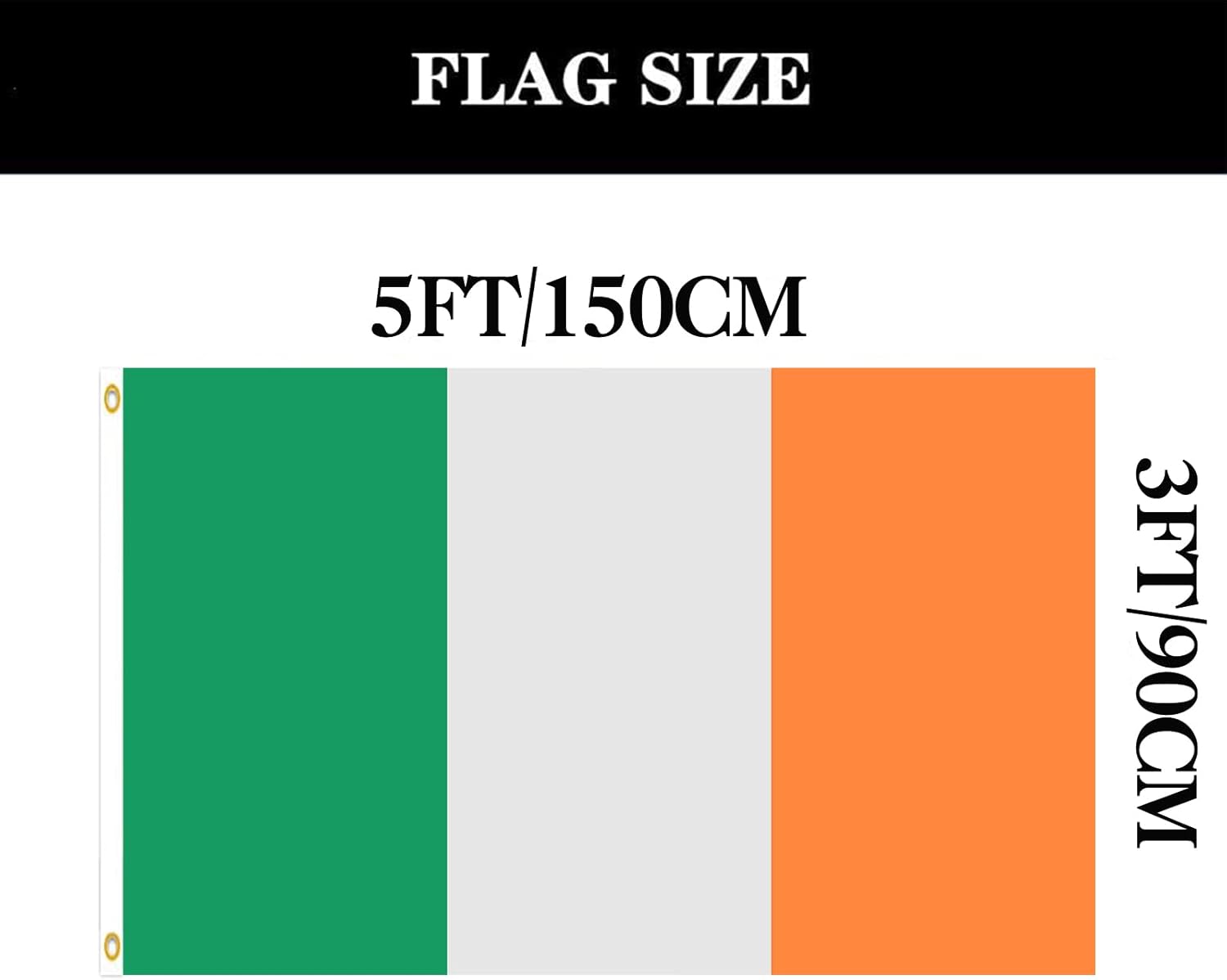 Double Sided Ireland Flag 3x5 FT Outdoor- UV Fade Resistant 3Ply Irish National Flags Canvas Header with 2 Brass Grommets Easy to Rising
