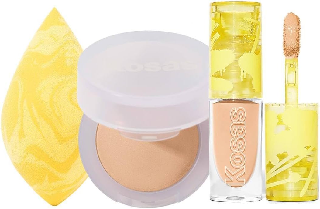 KosasCloud Skin Mini Trio - Concealer Tone 1.5 + Setting Powder Breezy + Dual-Ended Blender