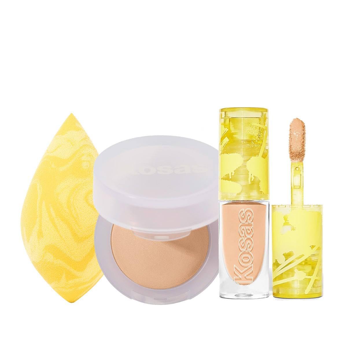 KosasCloud Skin Mini Trio - Concealer Tone 1.5 + Setting Powder Breezy + Dual-Ended Blender