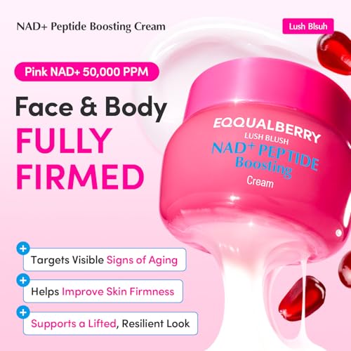 EQQUALBERRY NAD+ Peptide Boosting Cream – NAD+ 5% & 13 Peptides Anti-Aging Korean Skincare Face & Body Cream | Firming & Lifting Pink Neck Cream for Sagging Skin (1.69 fl.oz / 50ml) - Image 3