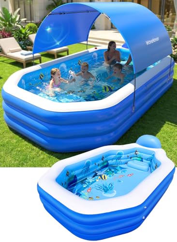 2026 Inflatable Pool with Canopy,...
