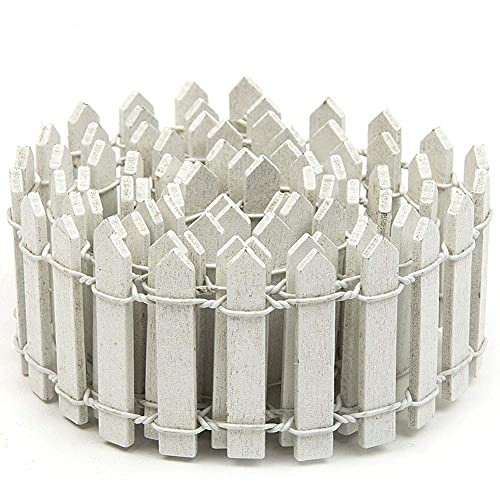 MERAXI Wood Fence Mini Small Barrier Wooden Craft Miniature Fairy Garden Micro Dollhouse Plant Pot Decor Paling Showcase Decoration White