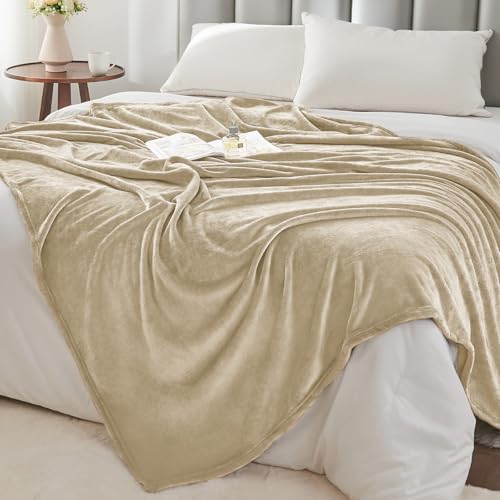 Image of BEDELITE Fleece Blanket Full Size Linen Throw Blankets for Couch & Bed, Luxury Plush Cozy Fuzzy Blanket 84x90 inches, Super Soft Warm Lightweight Throw Blanket for Travel Camping