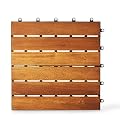 Wood Interlocking Flooring Tiles (12" x 12"), Solid Wood Acacia Deck Tiles Interlocking Outdoor, Patio Tiles Outdoor Interlocking Waterproof All Weather (1 Tile Sample)