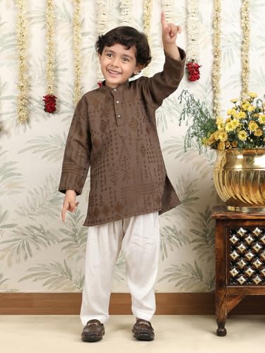Image of POLKA TOTS Boys Cotton Pathani Set | Premium Pathani Kurta & Pyjama Set for Boys | Kurta Pajama for Kids Boy | Pathani Suit for Kids, Baby Boys & Toddlers | Ethnic Wear for Boy