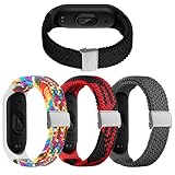 KUTEWEU Cinturino Compatibile con Mi Band 7/6/ 5, Sportivo Nylon Cinturini di Ricambio Elastica Intrecciato Bracciale di Ricambio per Mi Band 7 6 5 4 3 (Nero+Iridescente+Rosso Nero+Grigio)