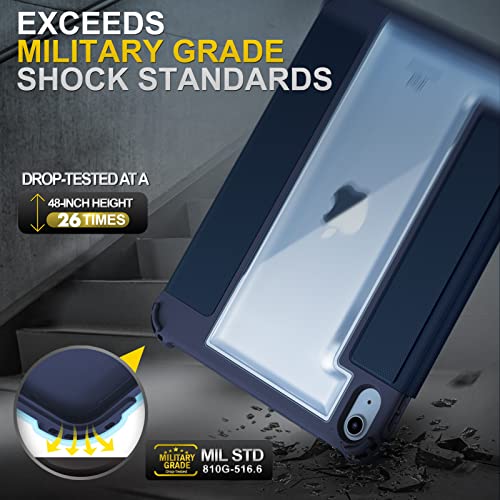 Fintie Hybrid Rugged Case For Ipad 10Th Generation 10.9 Inch Tablet (2022 Model) - Military Drop Tested Heavy Duty Protective Clear Cover With Pencil Holder, Navy #TOP2
