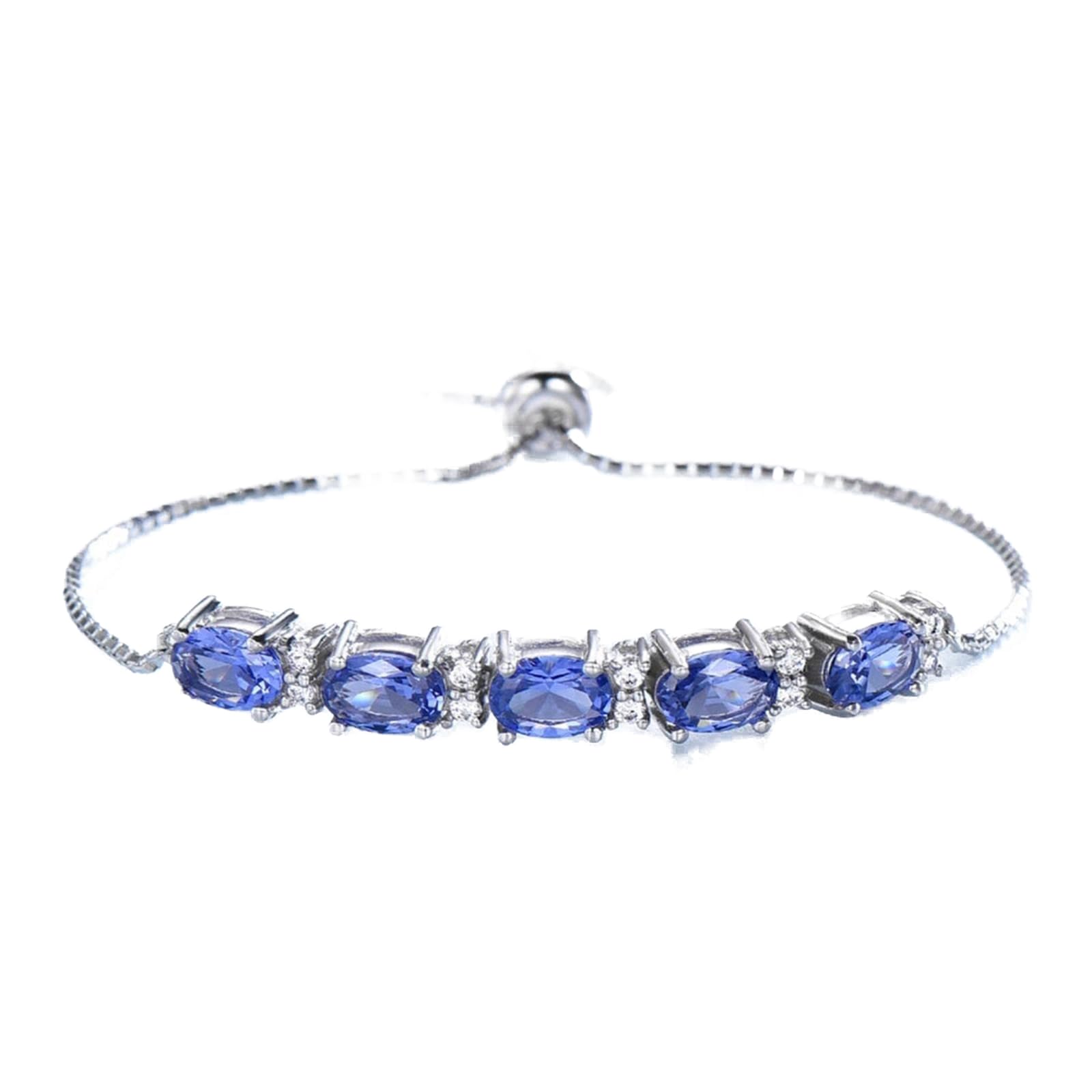 DAOMEI Brazaletes De Tanzanita De Creación Ovalada, Pulseras De Plata De Ley 925 Auténtica Para Mujer, Joyería Fina De Expansión Gratuita