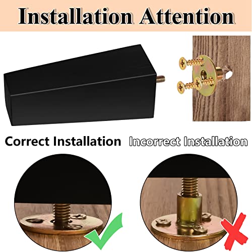 Twowyhi 8Pieces 4Inch Wood Furniture Legs Couch Legs Sofa Legs Replacement Chair Legs Square Sofa Legs Replacement Couch Legs Couch Feet For Armchair Cabinet Couch Black Dresser Legs Set #TOP5