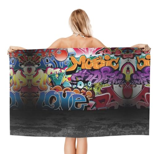 Serviette de bain graffiti luxe en microfibres douce et absorbante